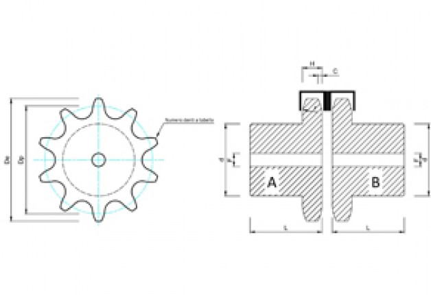 GIUNTI TRASMISSIONE CATENA DOPPIA ASA60 3/4″ LUNGHEZZA MAGGIORATA