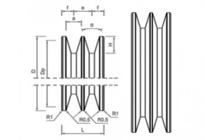 PULEGGIA CINGHIA TRAPEZOIDALE 2 VIE SEZIONE A