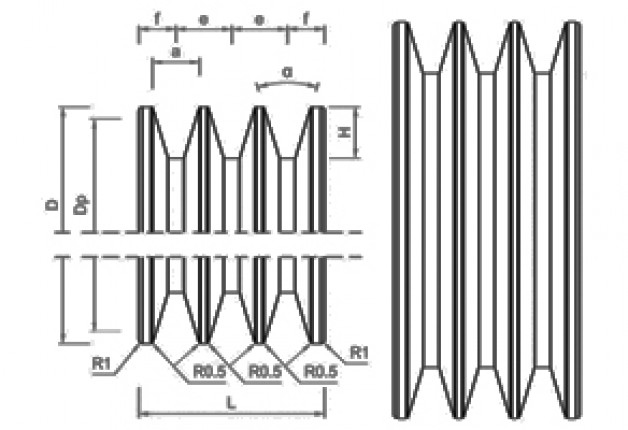 PULEGGIA CINGHIA TRAPEZOIDALE 3 VIE SEZIONE Z