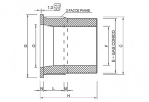 CODOLO RIDUZIONE GAS CONICO GUARNIZIONE PIANA