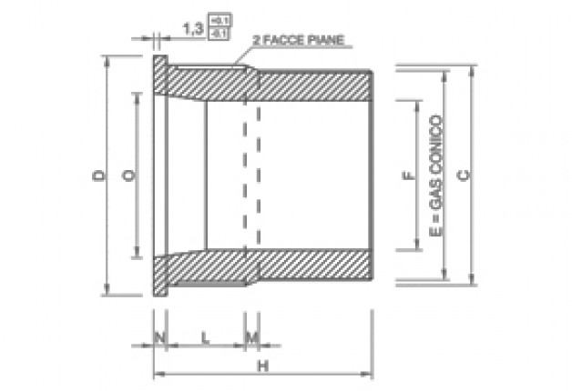 CODOLO RIDUZIONE GAS CONICO GUARNIZIONE PIANA